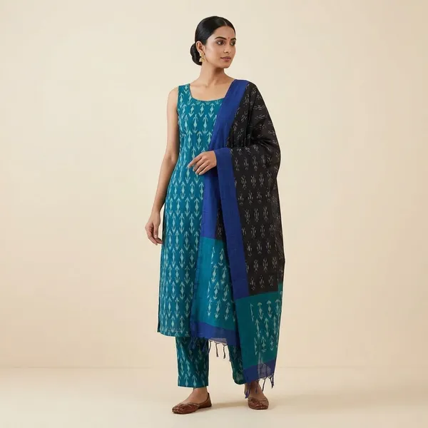 Multicolor_Mercerised_Cotton_Mercerised_Suit_Set_For_Women
