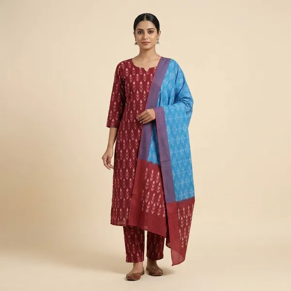 Multicolor_Mercerised_Cotton_Mercerised_Suit_Set_For_Women
