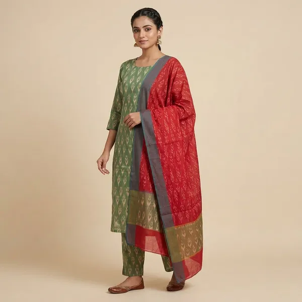 Multicolor_Mercerised_Cotton_Mercerised_Suit_Set_For_Women