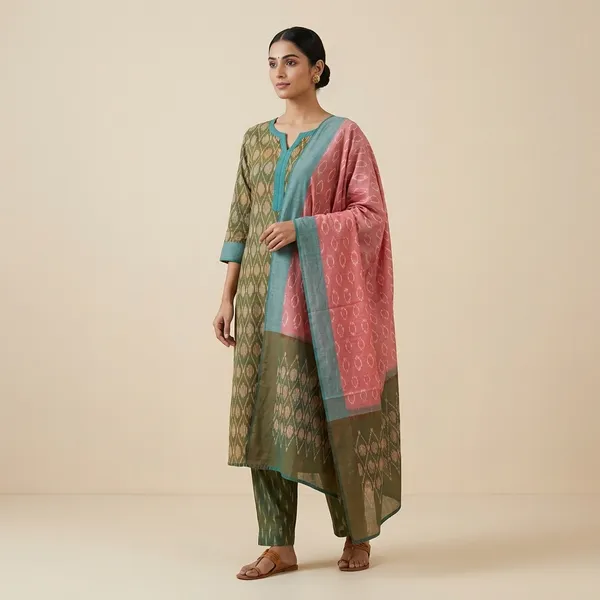 Multicolor_Mercerised_Cotton_Mercerised_Suit_Set_For_Women