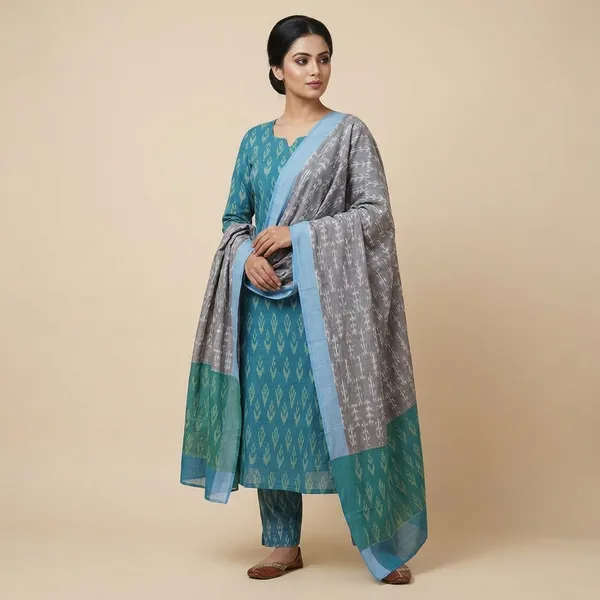 Multicolor_Mercerised_Cotton_Mercerised_Suit_Set_For_Women