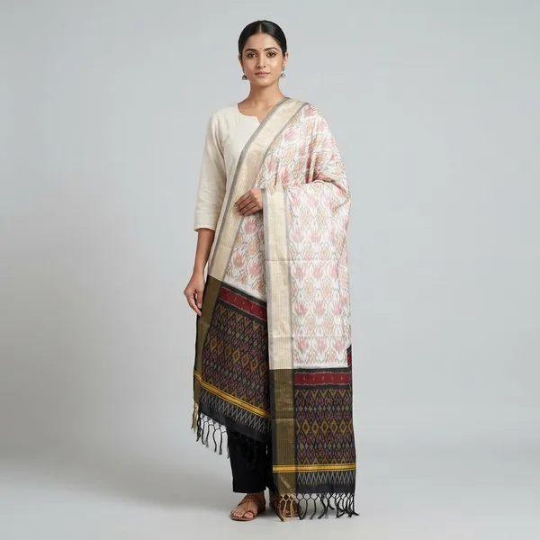 Multicolor_Pure_Silk_Dupatta_For_Women
