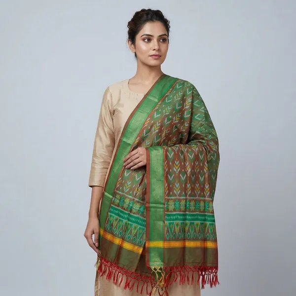Multicolor_Pure_Silk_Dupatta_For_Women