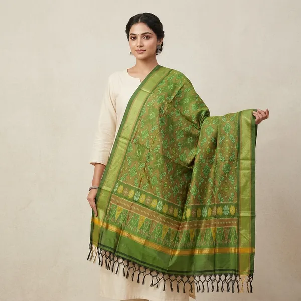 Multicolor_Pure_Silk_Dupatta_For_Women