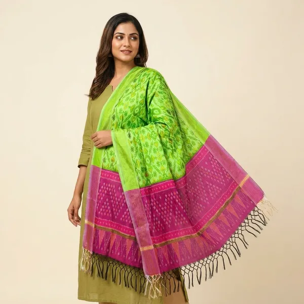 Multicolor_Pure_Silk_Dupatta_For_Women