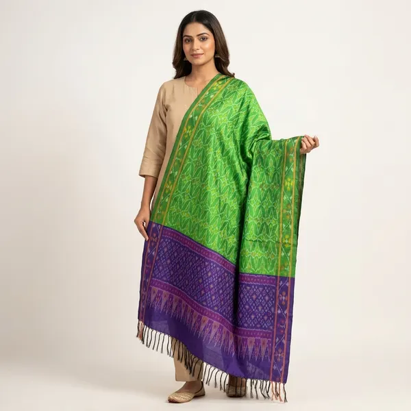 Multicolor_Pure_Silk_Dupatta_For_Women
