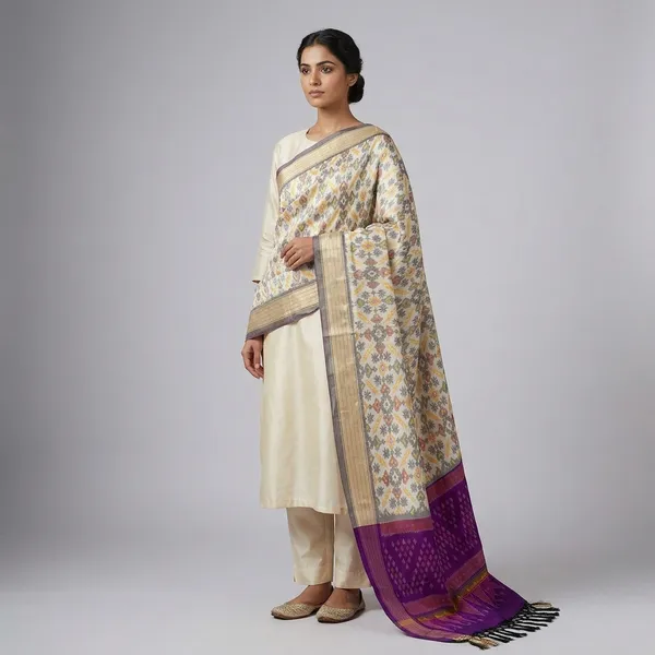 Multicolor_Pure_Silk_Dupatta_For_Women