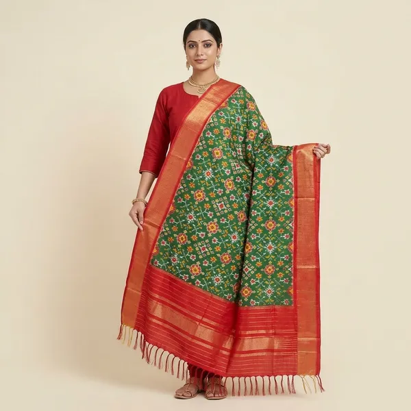 Multicolor_Pure_Silk_Dupatta_For_Women