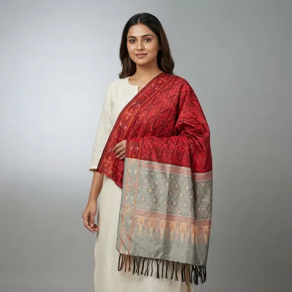 Multicolor_Pure_Silk_Dupatta_For_Women