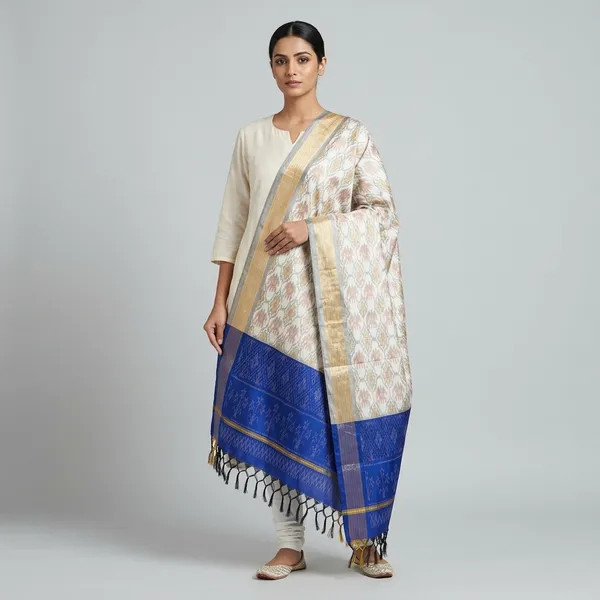 Multicolor_Pure_Silk_Dupatta_For_Women