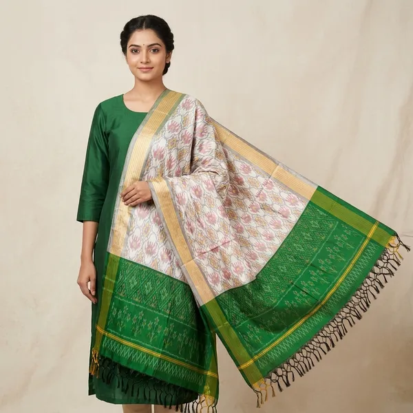 Multicolor_Pure_Silk_Dupatta_For_Women
