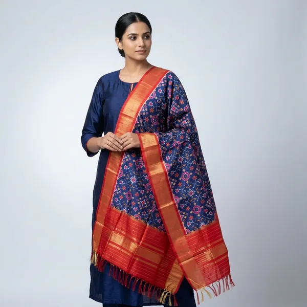 Multicolor_Pure_Silk_Dupatta_For_Women