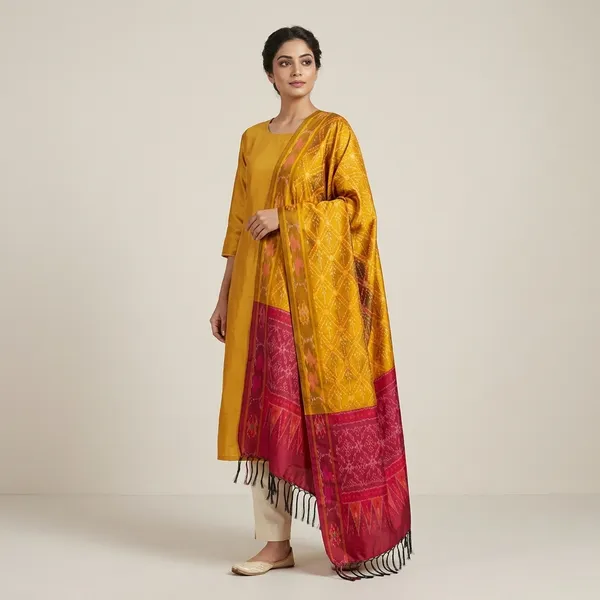 Multicolor_Pure_Silk_Dupatta_For_Women