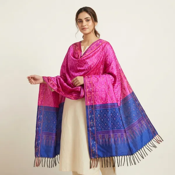 Multicolor_Pure_Silk_Dupatta_For_Women