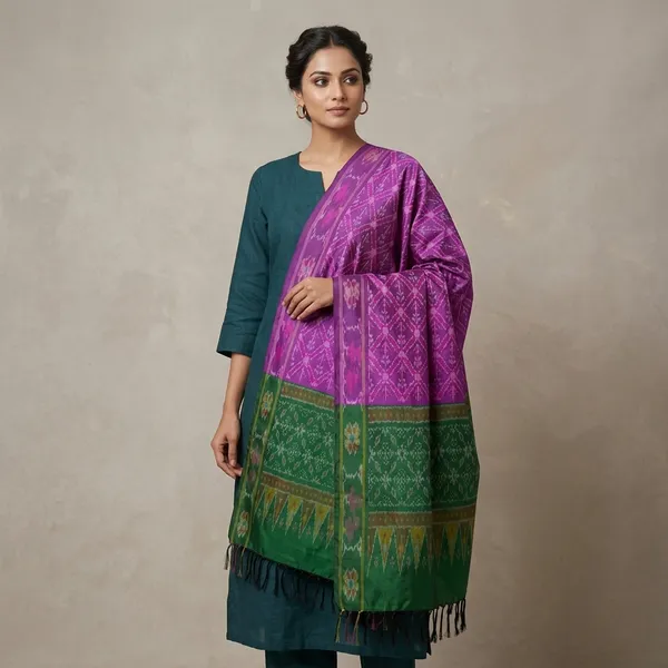 Multicolor_Pure_Silk_Dupatta_For_Women
