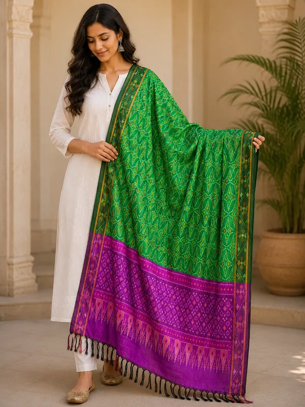 Multicolor_Pure_Silk_Dupatta_For_Women