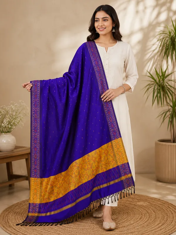 Multicolor_Pure_Silk_Dupatta_For_Women