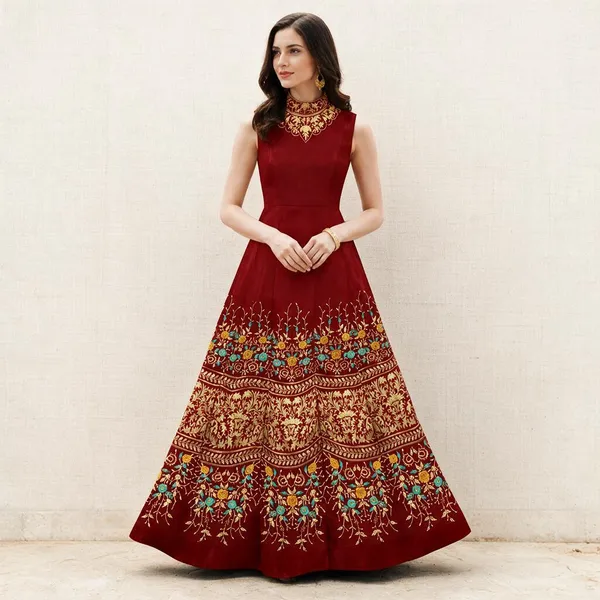 Red_Silk_Anarkali_Dress_For_Women