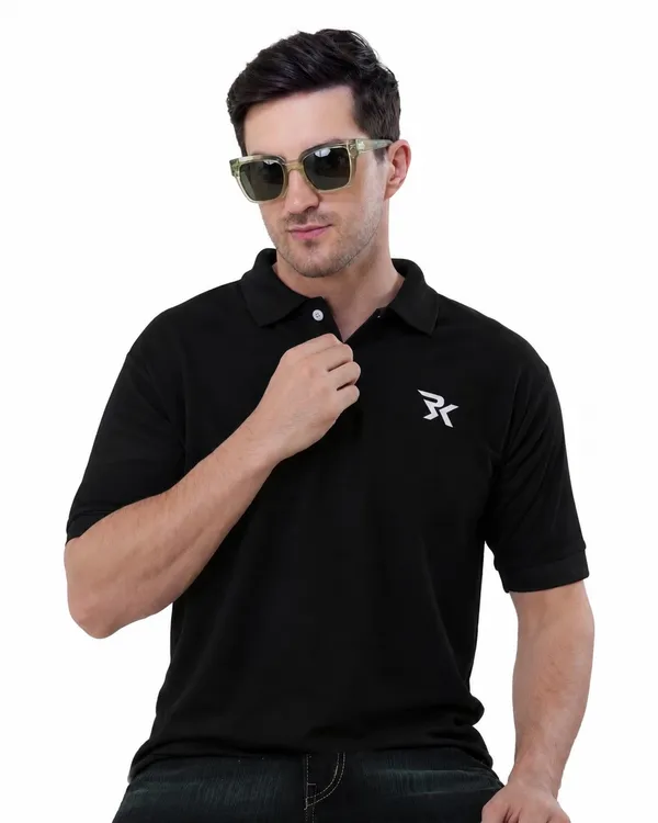 Black_Cotton_Polo_T-Shirt_For_Men