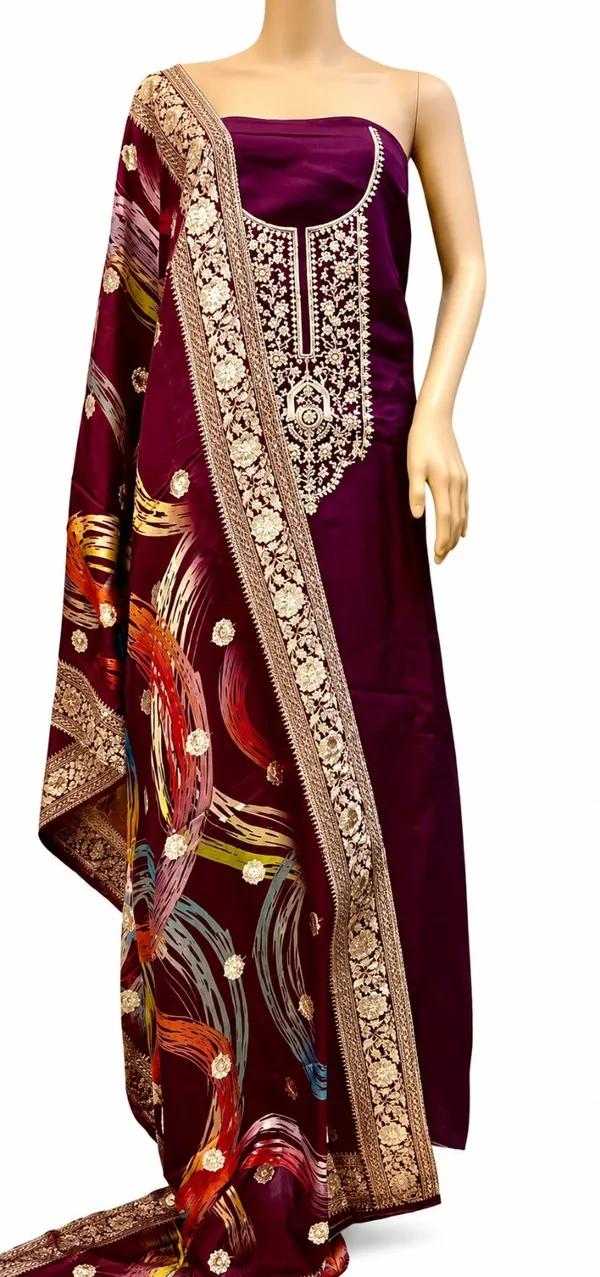 Maroon_Silk_Unstitched_Suit_Material_For_Women