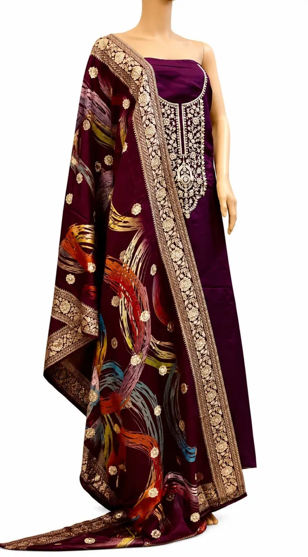 Maroon_Silk_Unstitched_Suit_Material_For_Women