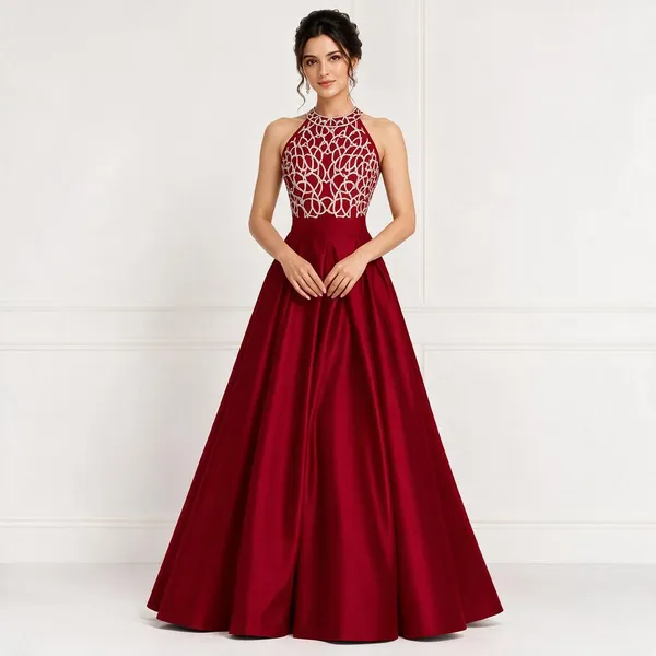 Red_Khadi_Silk_Gown_For_Women