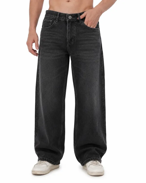 Black_Cotton_Baggy_Fit_Jeans_For_Men
