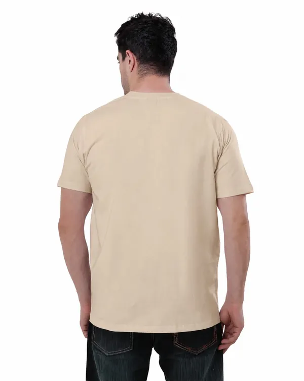 Beige_Cotton_Round_Neck_T-Shirt_For_Men