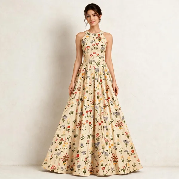 Beige_Khadi_Silk_Maxi_Dress_For_Women
