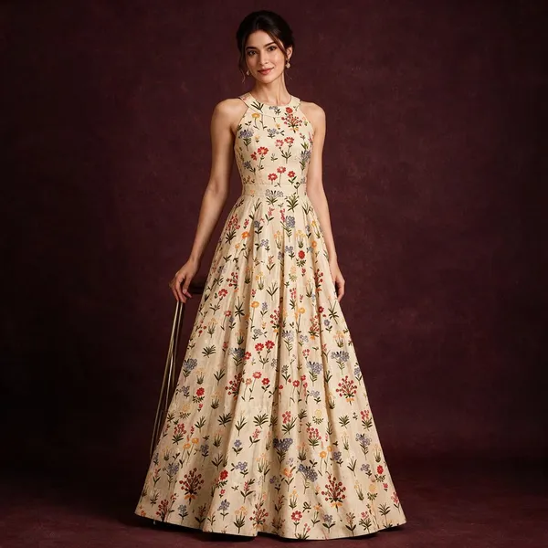 Beige_Khadi_Silk_Maxi_Dress_For_Women