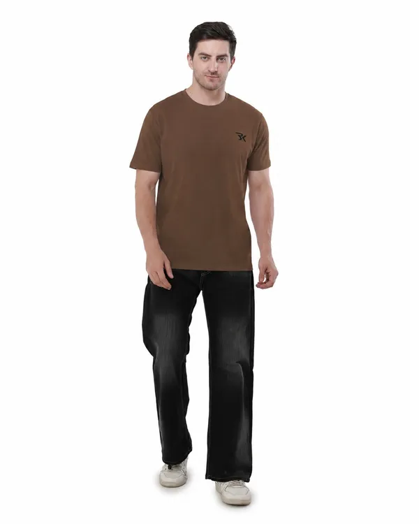 Brown_Cotton_Round_Neck_T-Shirt_For_Men