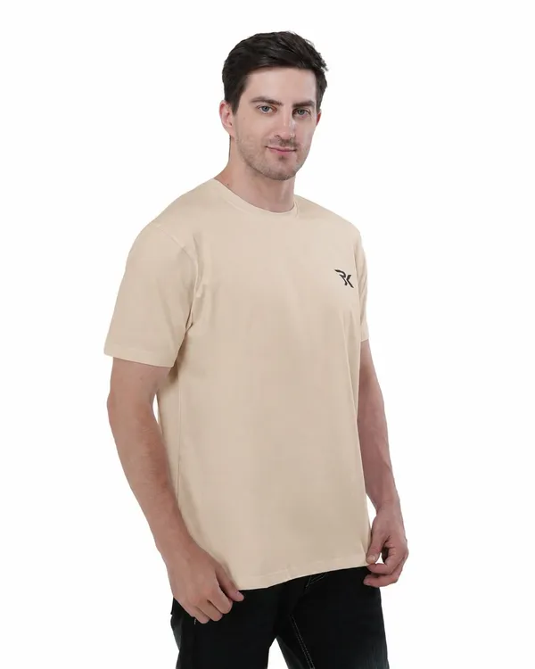Beige_Cotton_Round_Neck_T-Shirt_For_Men