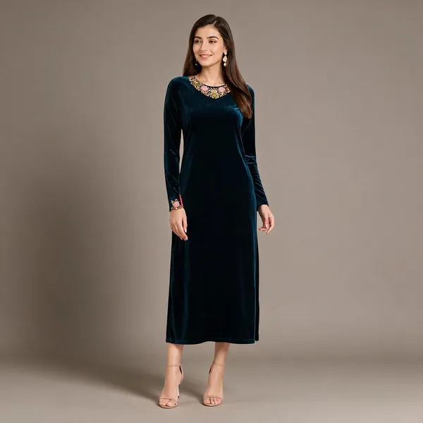 Black_Velvet_Midi_Dress_For_Women