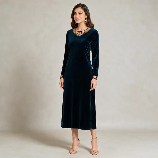 Black_Velvet_Midi_Dress_For_Women
