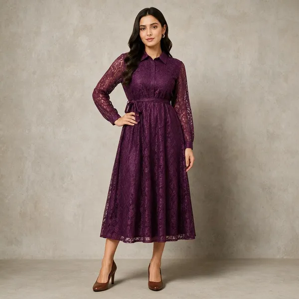 Wine_Net_Midi_Dress_For_Women