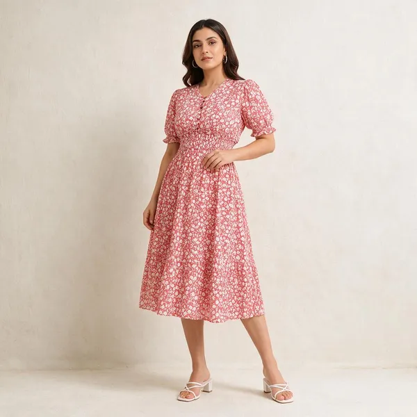 Pink_Crepe_Midi_Dress_For_Women