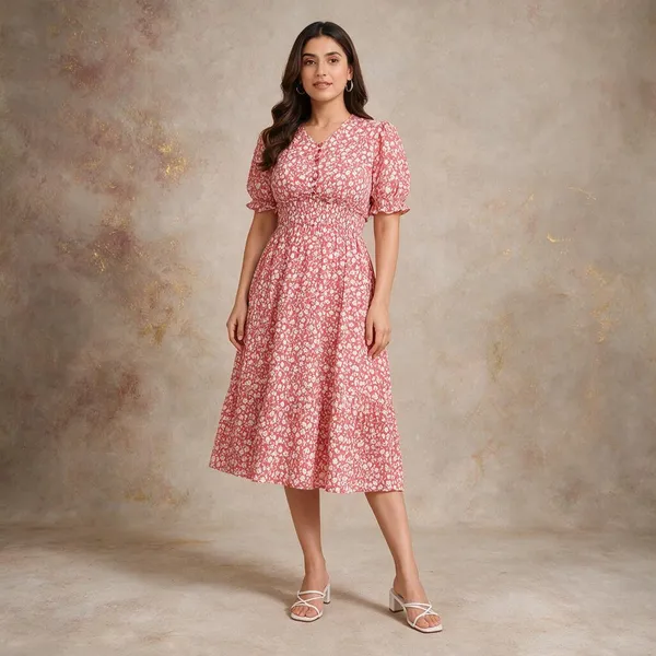 Pink_Crepe_Midi_Dress_For_Women