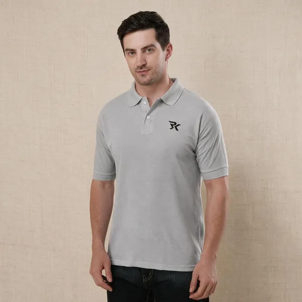 Grey_Cotton_Polo_T-Shirt_For_Men