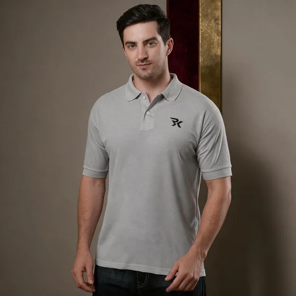 Grey_Cotton_Polo_T-Shirt_For_Men
