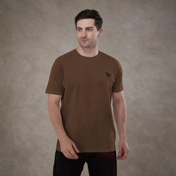 Brown_Cotton_Round_Neck_T-Shirt_For_Men