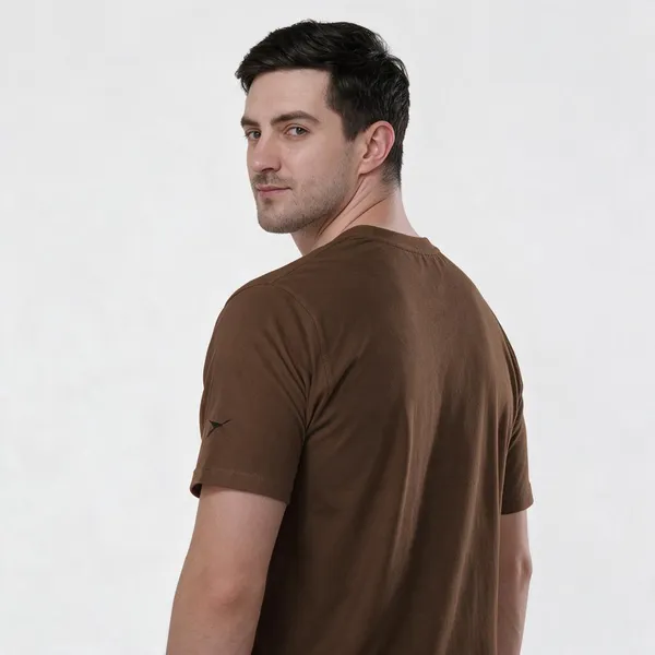 Brown_Cotton_Round_Neck_T-Shirt_For_Men