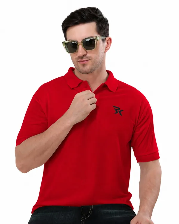 Red_Cotton_Polo_T-Shirt_For_Men