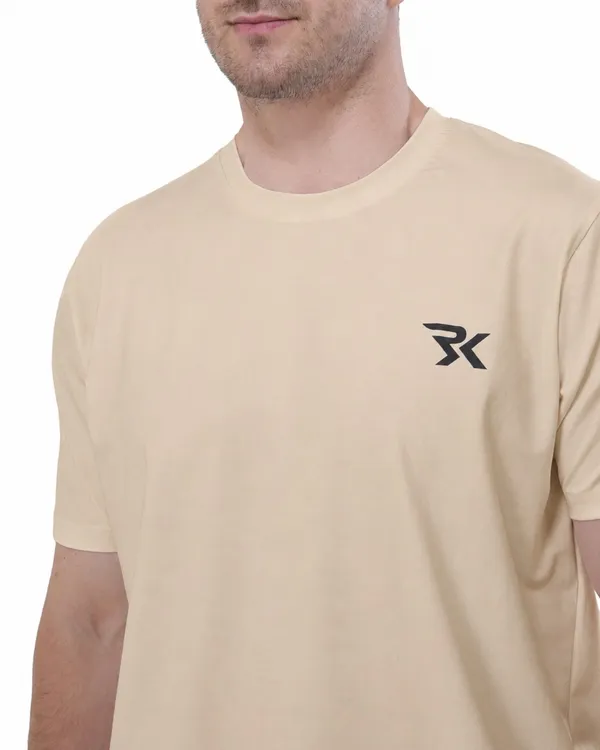 Beige_Cotton_Round_Neck_T-Shirt_For_Men