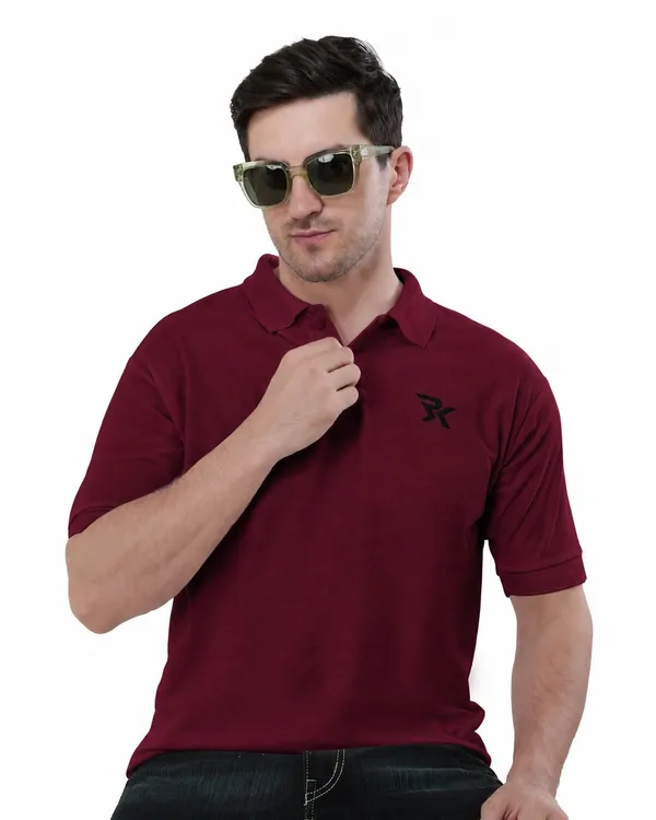 Maroon_Cotton_Polo_T-Shirt_For_Men