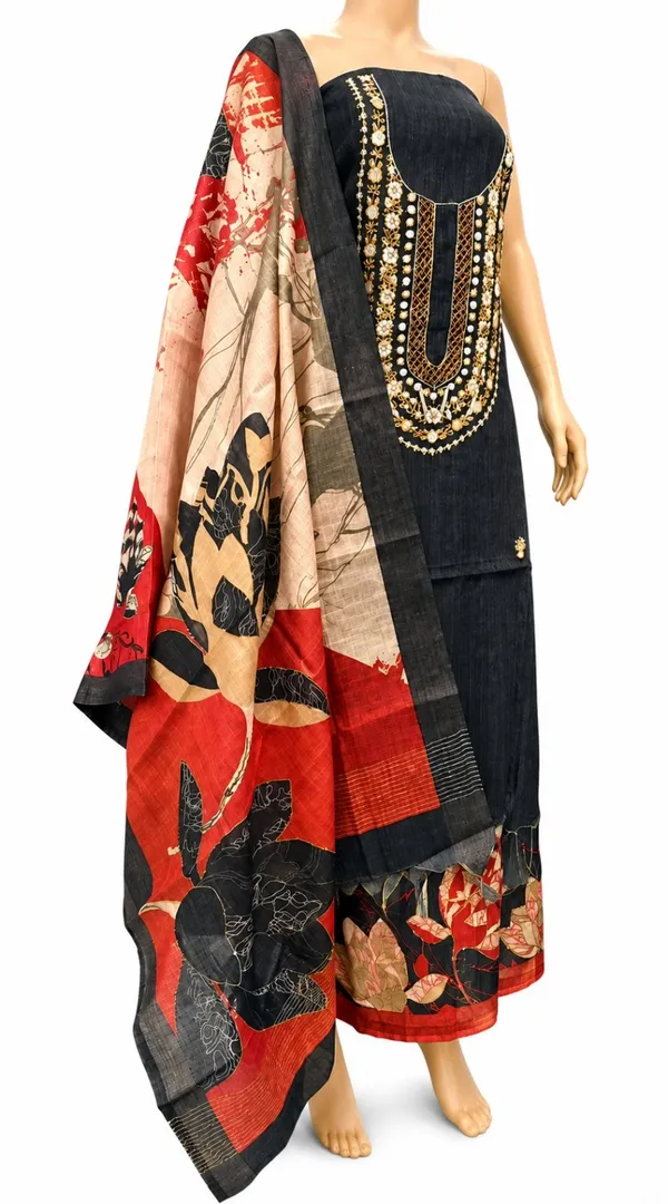 Black_Silk_Unstitched_Suit_Material_For_Women