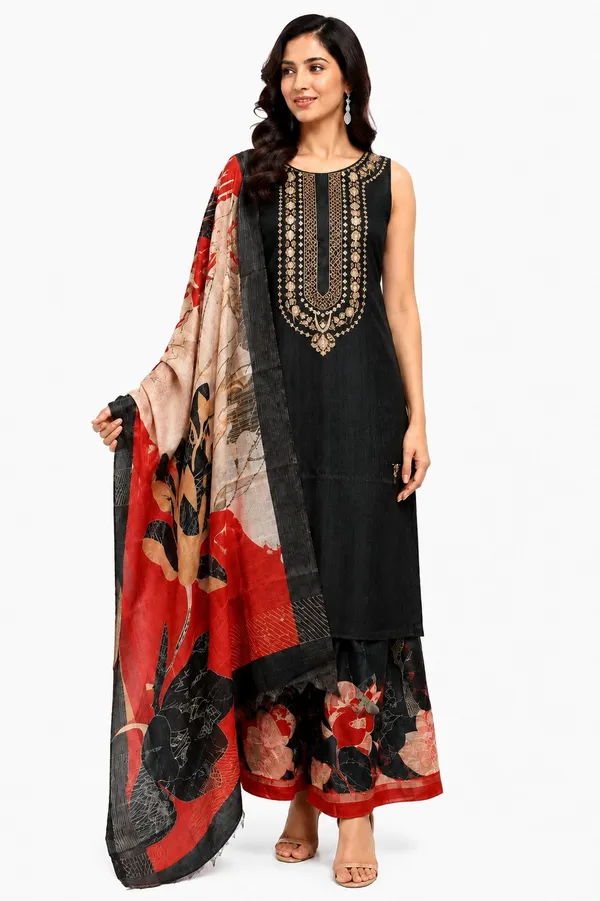 Black_Silk_Unstitched_Suit_Material_For_Women