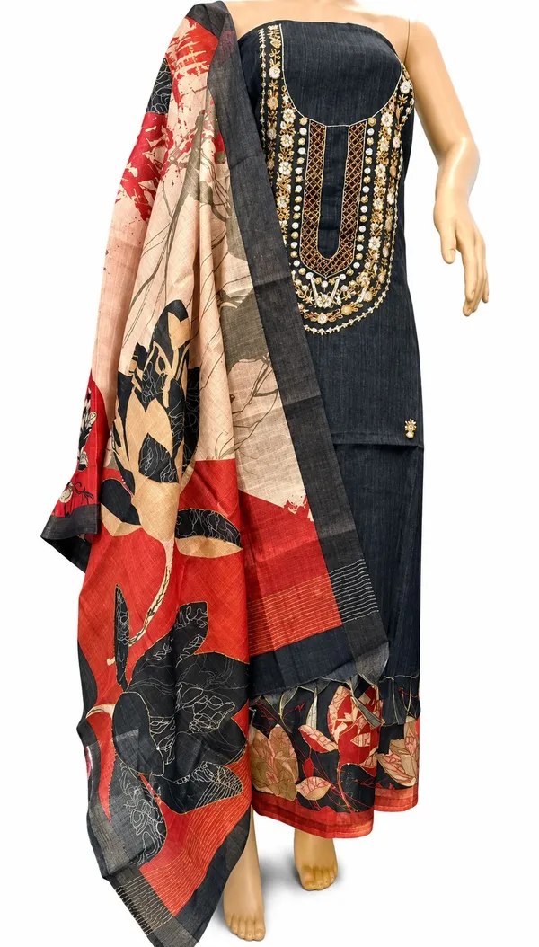 Black_Silk_Unstitched_Suit_Material_For_Women