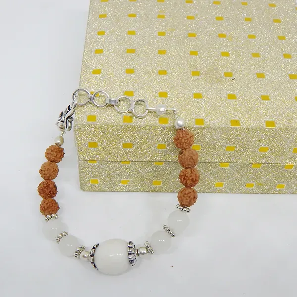 White_Gemstone_Agate_Rudraksha_Beads_Bracelet_For_Women