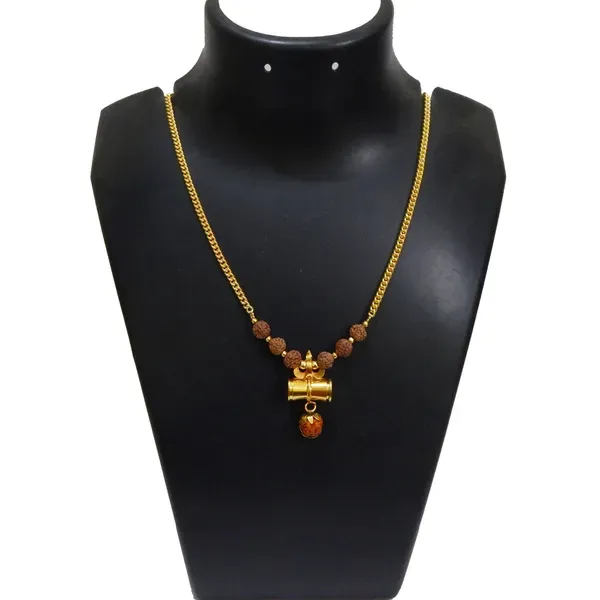 Gold_Rudraksha_Beads_Necklace_With_Shiva_Trishul_Pendant_For_Women