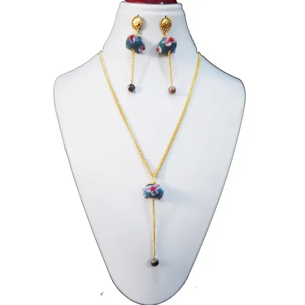 Gold_Metal_Chain_Lampwok_Bead_Pendant_Jewelry_For_Women